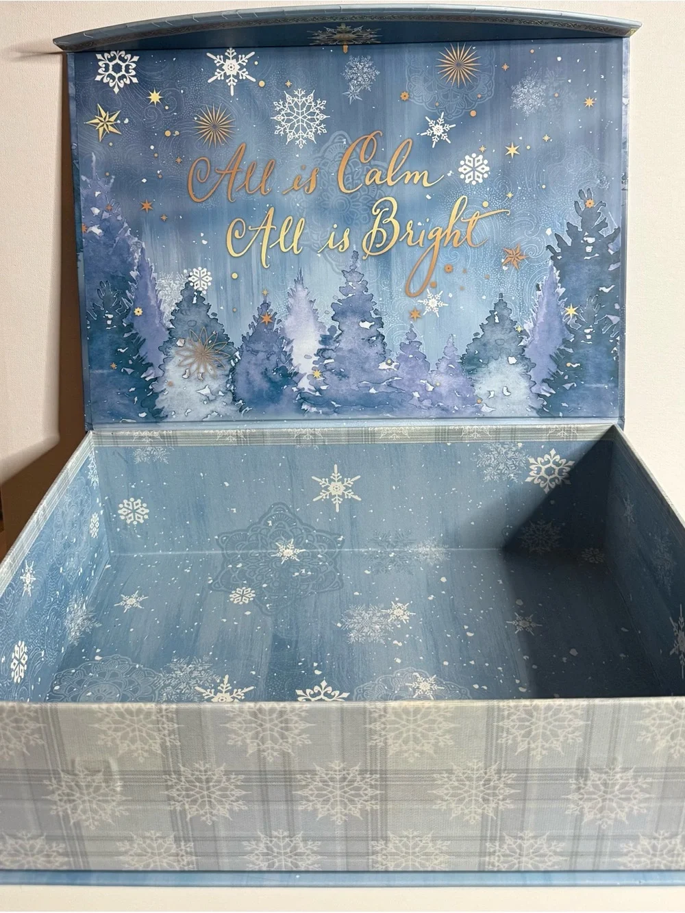 Gift Box “All Is Bright “Blue Holiday with Gold Script